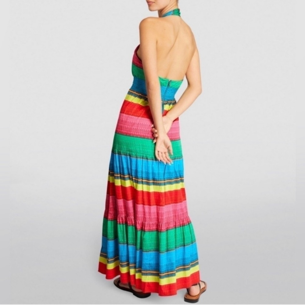 Alice + Olivia NWT Lyndon Multicolor Cabo Stripe Maxi Dress Halter Cut Out Flowy - Picture 16 of 16